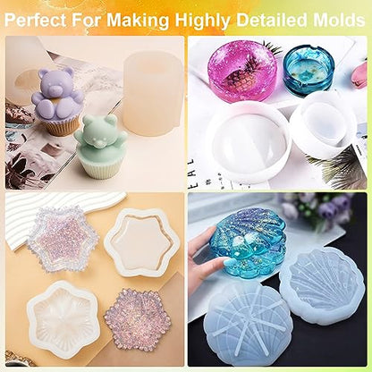 Silicone Mold Making Kit, 48oz 10A Elastic Liquid Silicone for Casting Resin molds and Candle & Soap Mold,Fast Cure Translucent Platinum Silicone Rubber - size: 48 OZ