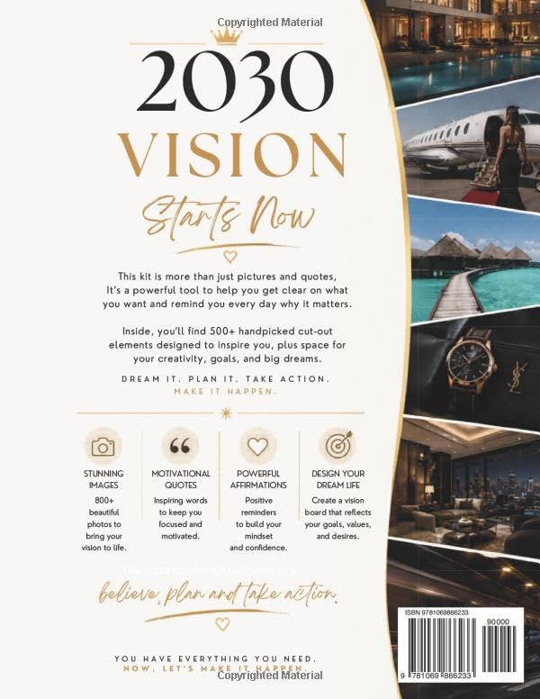 2030 Future Self Vision Board Kit: 800+ Cut-Out Pictures, Quotes & Affirmations for Manifestation, Goal Setting, Future Self Visualization, Dream Life Planning, Wealth, Wellness & Success