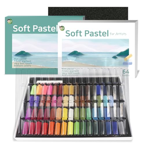 HA SHI Soft Chalk Pastels, 64 colors with additional 2pcs, Non Toxic Art Supplies, Drawing Media for Artist Stick Pastel for Professional, Beauty Nail Art, Pan Chalk Pastels - color: 64 Colors (Short)