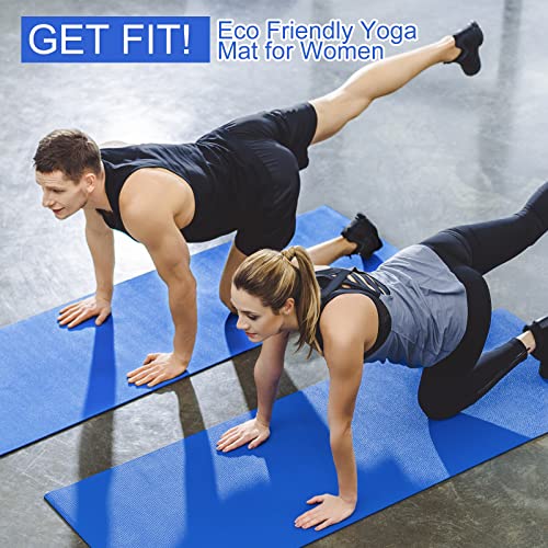 Funtery 3 mm Thin Yoga Mats Bulk, 68 x 24 in - color: Dark Blue