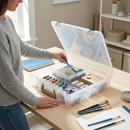 ArtBin Super Satchel 1 Compartment Box Clear Craft Organizer Storage Case - color: Clear & Gold