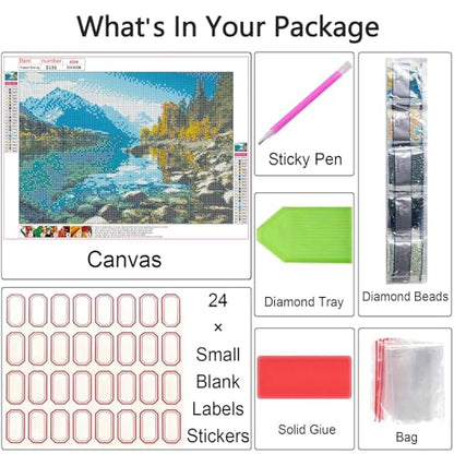 Shouruihua Diamond Painting Kits for Adults, Glacier Park Diamond Art Kit | Landscape, Gem Art, Diamond Dotz Kits, Scenery, Diamond Dots, Full Round Drill Diamond Painting Kits for Adults, 15.7x11.8 in - color: Glacier Park