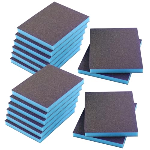 16Pcs 180 Grit Sanding Sponge, Jamiikury Sanding Blocks Washable and Reusable, Wet Dry Sandpaper Sponge for Wood Metal Furniture Paint and Drywall - size: 180 Grits