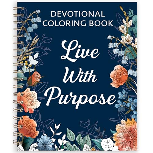 Devotional Coloring Book for Women, Christian Bible Coloring, Spiral Bound | Christian Gifts for Women, Adult Coloring Book with Bible & Scripture Designs, Religious Faith Gift for Birthday & Christmas - color: Devotional - Life with Purpose