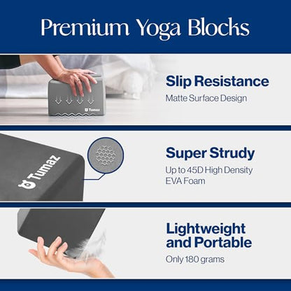 Tumaz Non-Slip Yoga Blocks，High-Density EVA Foam 2 Pack for Yoga & Pilates - color: gray