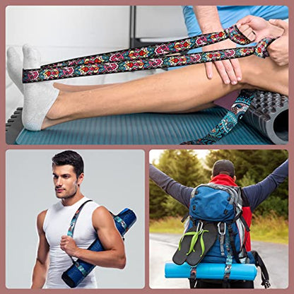 Minatee 2 Pcs Yoga Mat Strap Sling Adjustable Thick Mat Carrier Stretching Strap Yoga Mat Sling Holder Women Stretching Band