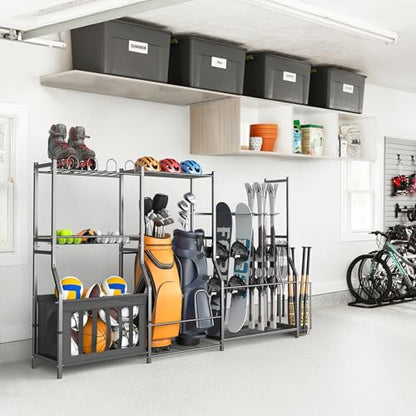 WALMANN Garage Sports Equipment Organizer Stand, Freestanding Ski Rack