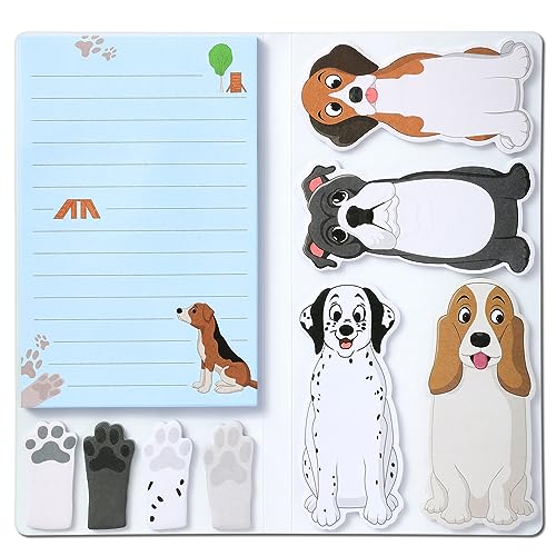 Hommie Dog Sticky Notes Set, Planner Sticky Note Dividers Tabs 300 Sheets, Cute Animals Shape Markers Flags Self-Stick Memo Pads for Dog Lovers Home Office School Supplies - color: Dog(blue Background)