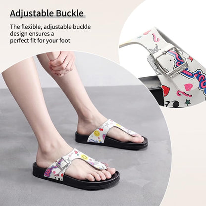 Women Arch Support Flip Flops – Adjustable - color: Animal Prints, size: 8