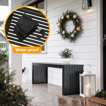 Bamboo Dining Bench, 35'' Slatted Design Entryway Bench, Black - color: Black, size: 35in