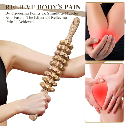 Manual Wood Therapy Massage Stick, Wooden Cellulite Muscle Roller for Legs - color: Wood Grain