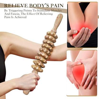 Manual Wood Therapy Massage Stick, Wooden Cellulite Muscle Roller for Legs - color: Wood Grain