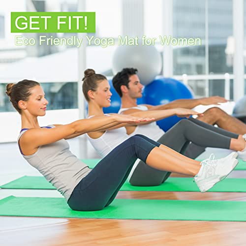 Funtery 3 mm Thin Yoga Mats Bulk, 68 x 24 Inches Lightweight PVC Exercise Mats Non Slip Workout Fitness Pads for Yoga Pilates Stretching Classes Gym Home Studio - color: Green