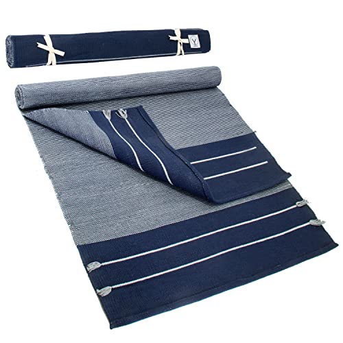 Y O Gayo Handmade Organic Yoga Mat made with 100% Organic Cotton Yoga Mat - Natural Yoga Rug for Exercise, Workout, & Fitness Rug - Hand Weaved, Washable - 74 inches X 26 Inches - multi-color - color: blue