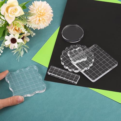 PATIKIL Acrylic Stamp Block, 15 Pack Stamping Block Square Shape with Grid Lines Decorative Mounting Blocks Set for Scrapbooking DIY Crafts Card Making, 1" x 1" - size: 1" x 1"