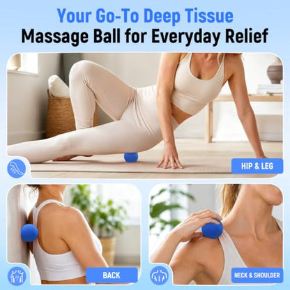 Massage Ball Lacrosse Ball for Myofascial Release, Massage Deep Tissue for Back, Neck, Foot Trigger Point Therapy, Full Body Muscle Knots, Relieving Muscle Pain (Blue) - color: Blue