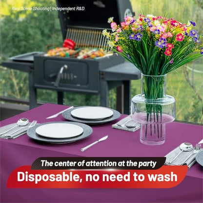 Plastic Table Cover Roll, 310 Ft X 54 In Plastic Table Cloth Disposable | Purple Plastic Tablecloth Roll with Cutter PEVA Disposable Tablecloth for Birthday, Graduation Party, Bridal Shower, Wedding - color: Purple, size: 3720" x 54" (Rectangular)