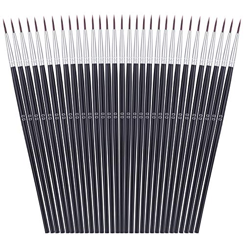Miniature Detail Paint Brushes, Anezus 30 Pcs Paintbrushes Small Watercolor Artists Paint Brushes for Acrylics Oil Model Craft Nail Detail Painting, Size 00 - size: #00