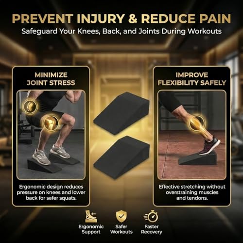Pack of 2 Squat Wedge Block for Elevated Heel Squats and Deadlifts - Improve Mobility, Balance, and Strength - Non-Slip