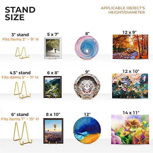 TR-LIFE Plate Display Stand - 4.5 Inch Holder + Metal Frame for Picture, Decorative Plate, Photo Easel, Tabletop Art (Gold 2 Pack) - size: 4.5 Inch