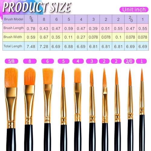 FANDAMEI Round Paint Tray Palettes and Paint Brushes Set, Paintbrushes, 3 PCS Plastic Paint Palettes Pallets, 10 PCS Acrylic Paint Brushes, Nylon Hair Painting Brushes, for Acrylic Oil Watercolor - color: Black