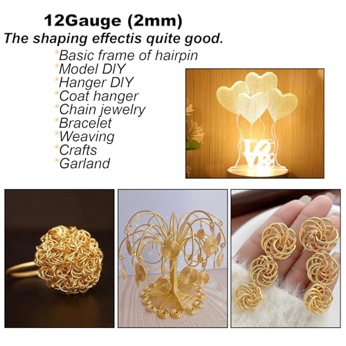 12 Gauge(2mm) Aluminum Wire 35 Yards Anodized Metal Wire for Bonsai Armature Crafting Sculpting Jewelry Craft Making Beading Floral (Silver, 12 Gauge) - color: Silver