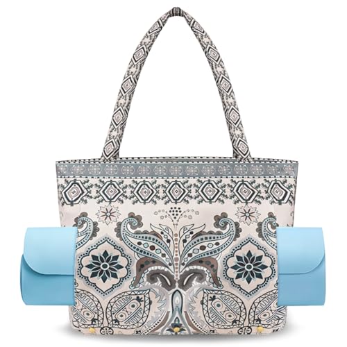 Yoga Mat Bag Yoga Bags and Carriers Fits All Your Stuff Yoga Tote Bag with Zipper Pocket Yoga Mat Carrier Pilates Bag Take in Out Mat Easily - color: Indian Floral