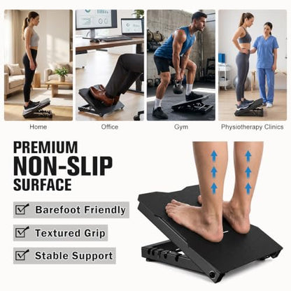 Steel Slant Board Calf Stretcher, 600 Lbs Weight Capacity 5-Level Adjustable Incline Board Squat Wedge Achilles Ankle Stretcher Non-Slip Surface for Squat, Fitness, Physical Therapy - color: Black