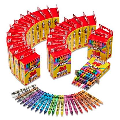 Cra-Z-Art Crayons, Bulk Pack, 24 Count, 24 Packs of Crayons, Bulk School Supplies for Classroom, Back to School Essentials - size: 24 Count (Pack of 24)