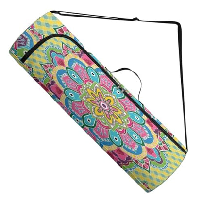 Spacious Extra Large Storage Yoga Mat Bag | Huge Capacity Mandala Gym Tote - Waterproof Wear-Resistant Carrier Strap Pilates - color: Blossoming Flowers and Delicate Dreams Pink