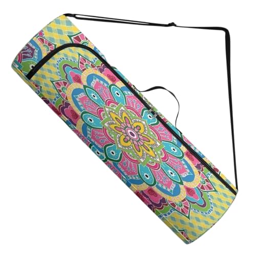 Spacious Extra Large Storage Yoga Mat Bag | Huge Capacity Mandala Gym Tote - Waterproof Wear-Resistant Carrier Strap Pilates - color: Blossoming Flowers and Delicate Dreams Pink