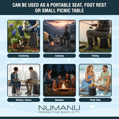 NUMANU 3XL Cushioned Collapsible Stool for Adults, Folding Seat, 1000 lbs - size: 3XL 23.2" + Cushion & Bag