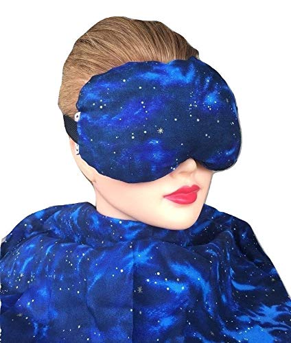 Eye Mask Lavender Eucalyptus, Sinus, Herbal Pack, Hot Cold Pack, Heat Wrap,Organic, Flax Seed, Microwave Therapy, Sleep Mask, Yoga Meditation Eye Pillow, Blue Celestial Star