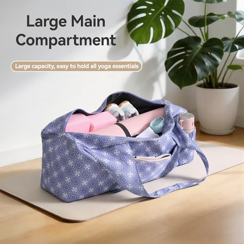 BOULDER BEE Yoga Mat Bag with Wet Pocket, Large Yoga Mat Carrier Fits All Your Stuff, Personalized Yoga Gifts, Gym Tote Bag for Women - color: Purple