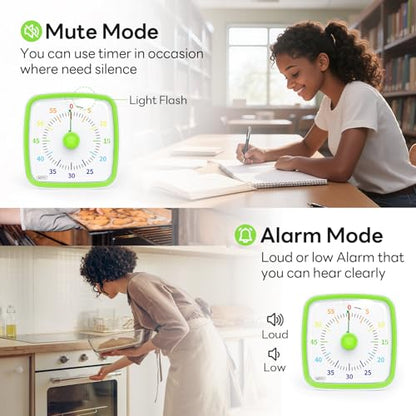 Yunbaoit Visual Timer with Night Light, 60 Minute Countdown, Green Dinosaur - color: Green-dinosaur