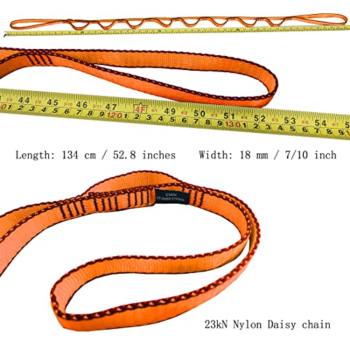 53 Inches Nylon Daisy Chains Rope Climbing Lanyard Straps Looped Strong Slings 23 kN Aerial Yoga Webbing - color: 2PCS Orange