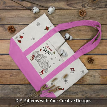 TOPDesign 1-Pack Canvas Tote Bag with an External Pocket, Reusable Grocery Shopping Bag, Top Zipper Closure, Daily Essentials (Light Purple/Natural) - color: Light Purple/Natural