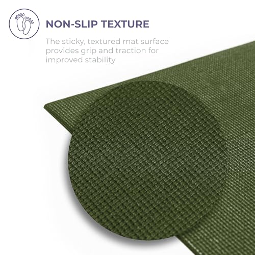 Voyage 5mm Studio Yoga Mats, 10 Pack, 72x24in | Extra Long, Anti-Tear Exercise Mats for Workout, Stretching, Fitness - Non Slip Gym Mats for Home, Schools and Studios - color: Olive Green