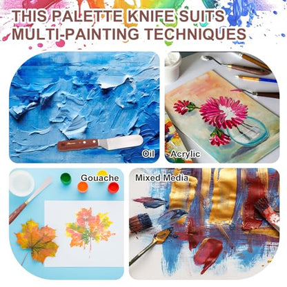 MECCANIXITY Pack of 1 Palette Knife No.26, 8.6" Long Palette Knives with Stainless Steel Flexible Spatula Pallet Knife and Wood Handle for Scraping, Mixing, Oil Acrylic Painting Canvas - style: No.26