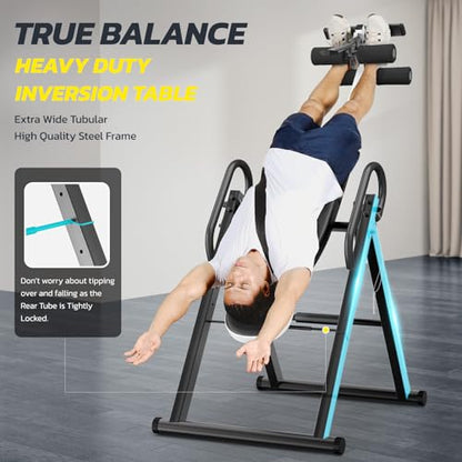 YOLEO Gravity Inversion Table for Back Pain Relief 2026 New Inversion Table | w/Lumbar Support, Easy to Assemble, Back Stretcher Machine 300 lbs - color: White