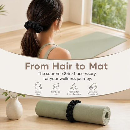 Yoga Mat Scrunchie - Holds Your Yoga Mat in Style - Durable & Elasticity Fabric - Fits All Standard Yoga Mats - color: Black