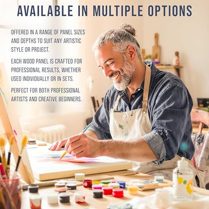 U.S. Art Supply 12" x 16" Unfinished Cradled Wood Panels for Painting, Gallery 1-1/2" Deep (2 Pack) - Artist Depth Wooden Wall Canvases - Mixed-Media Craft, Acrylic, Oil, Encaustic, Paint Pouring - style: 12 Inch x 16 Inch