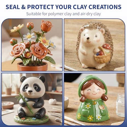 OSBANG 100ML Air Dry Clay Glaze, High Gloss Air Dry Clay Varnish, Protects Clay from Cracking, Scratches and Wear, Clear Sealant for Ceramics, Paintings, Wood and DIY Projects - size: Gloss