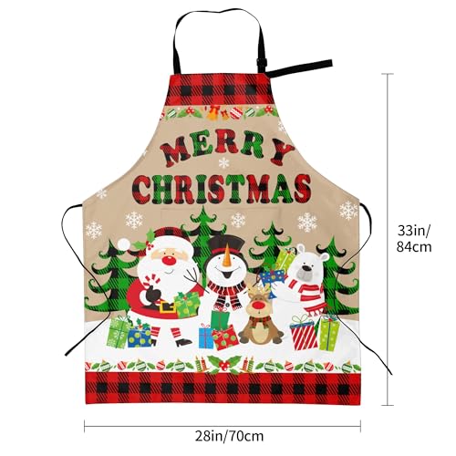 Artist Painting Apron with 2 Pockets Painters Art Aprons Gifts for Women Men - color: Christmas Santa Snowman Reindeer