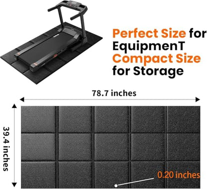 THAILE Treadmill Mat, 79" x 39" x 5mm, Carpet & Hardwood Floor Protector | 5mm Cushioning & Wide Coverage: Reduces vibration under treadmills, walking pads and exercise bikes while protecting floors - size: 79"L x 39"W x 0.2"Th