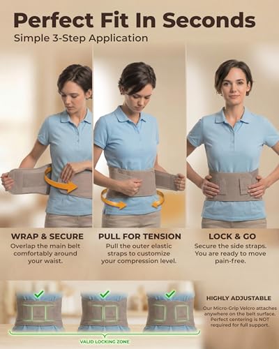 Sparthos Back Brace for Women & Men, Sciatica, Lower Back Pain - Taupe-L - color: Desert Taupe