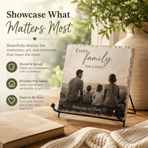 Black Metal Display Easels Set of 3 – 6 Inch Tabletop Stand for Plates, Frames, Books, Signs & Artwork – Heavy Duty Sturdy Iron Easel Holders for Home Décor & Retail Displays - size: 6 Inch