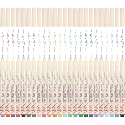 01 Micro Fine Point Pen Set - 24 Waterproof Archival Ink Colors, 0.25mm Fineliner Pens for Art Illustrations, Sketching, Anime, Manga, Technical Drawings & Scrapbooking-fan - color: 24 Colors-W