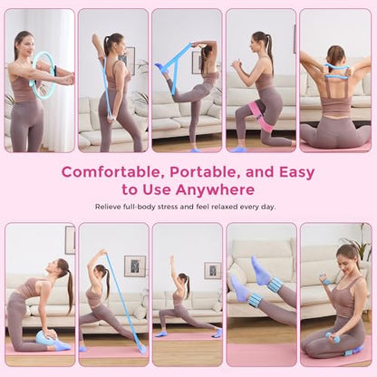 Home Pilates Kit Pilates Equipment Set for Women, Pilates Essentials Kit - color: Sky Blue - 13 Pieces Kit