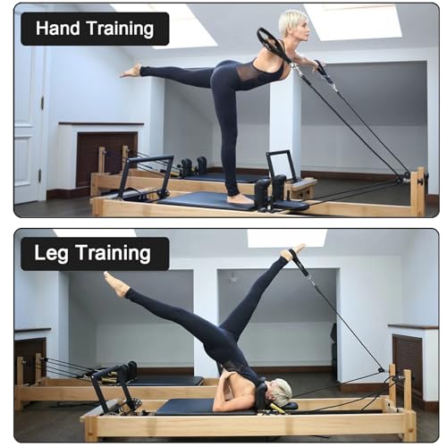 Pilates Double Loop Straps for Pilates Reformer, Fitness Metal D Ring Straps Handle, Pilate Accessories Yoga Wristbands Exercise Straps for Gym Home Workout 2PCS